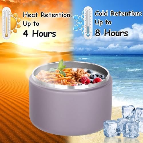 Image of Pawtong 12oz Insulated Vacuum Food Jar with Buckle Lid Wide Mouth Soup Thermo for Hot Food Kids Leakproof Stainless Steel Lunch Container