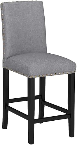 Miniatura 4 de GOTMINSI Juego de 2 taburetes de bar Nailhead de 24 pulgadas de altura de mostrador para isla de cocina, taburetes de bar tapizados con patas de