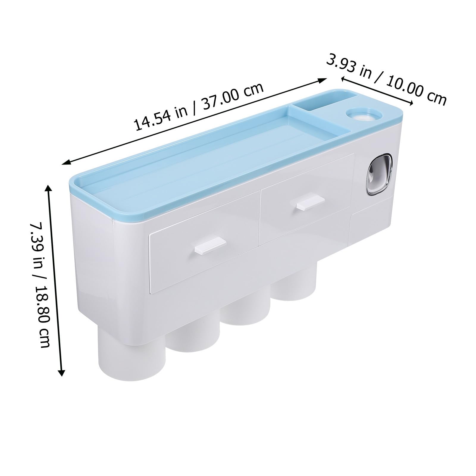 Porta Spazzolini da Muro Organizer Bagno Blu, Spremi Dentifricio
