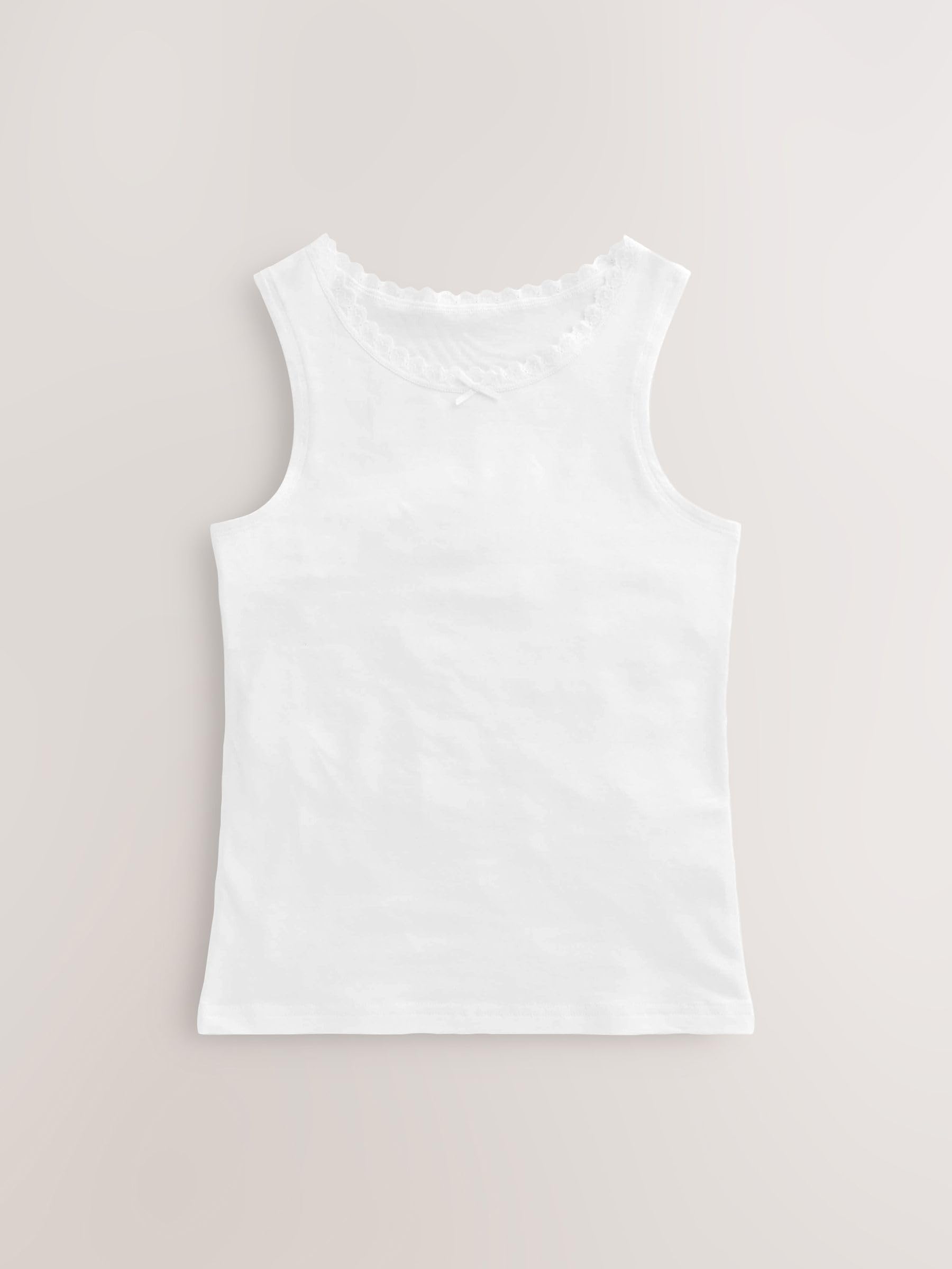 NEXT Fille Débardeur blanc avec liseré en dentelle, lot de 10