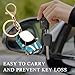 povtii Car Key Chain, Rhinestone Detail 3D Cute Car Model Keychain, Mini Cooper Metal Key Chain with Ring, Car Accessories (Lake Blue)