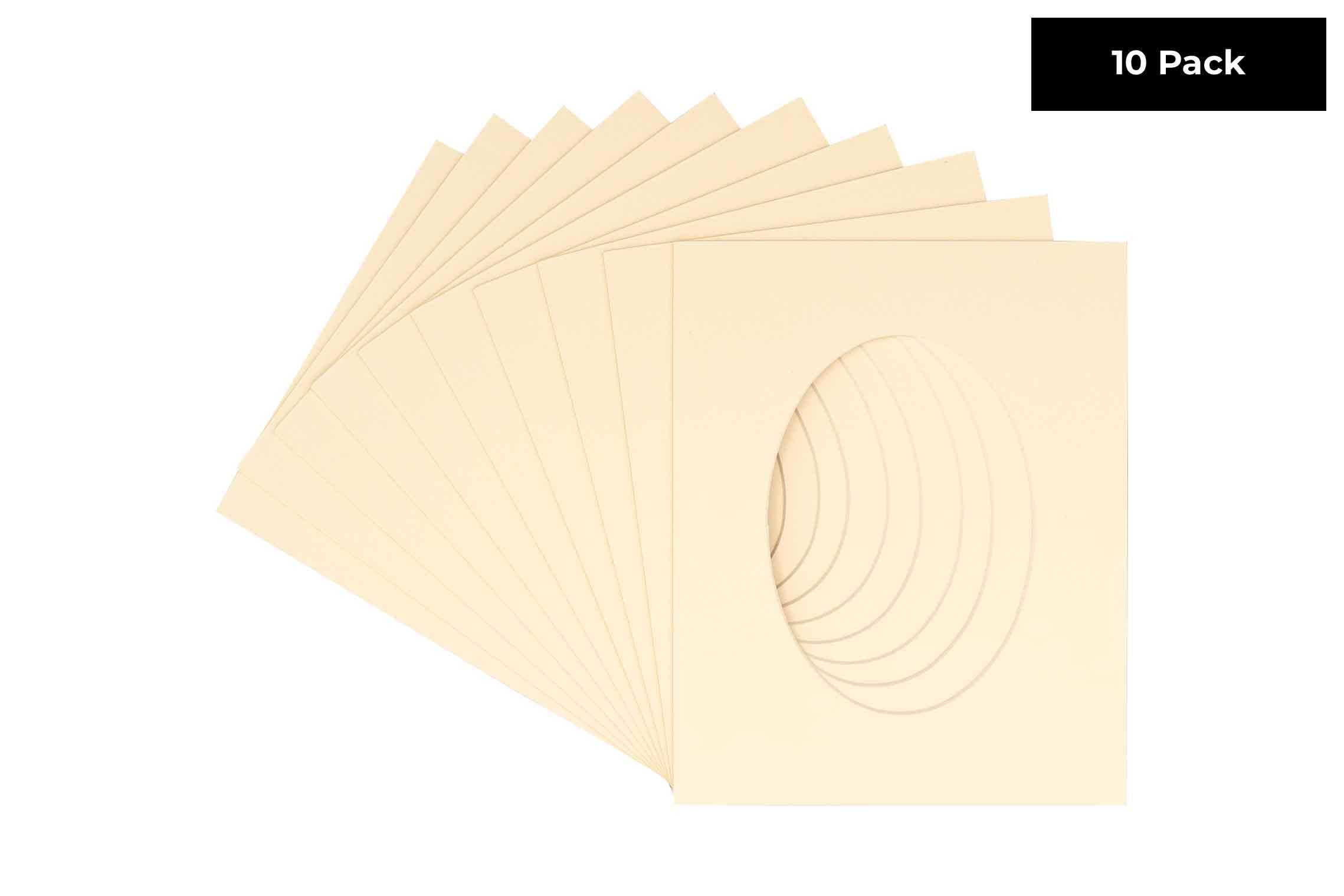 CountryArtHouse Cream Acid Free 6x8 Oval Picture Frame Mat with White Core Bevel Cut for 4x5 Pictures - Fits 6x8 Frame - Pack of 10 Matboards