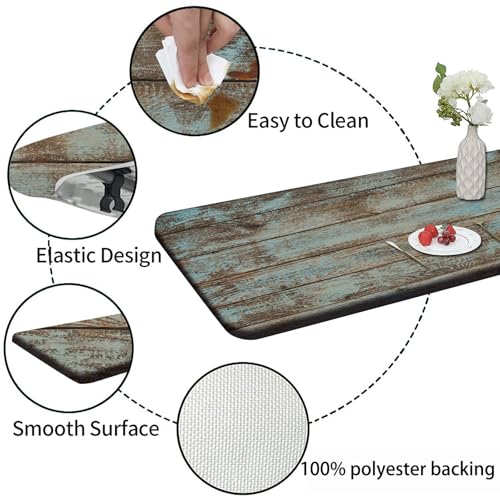 Grstplnk Vintage Wood Grain Fitted Tablecloth, Aged Blue Wood Rectangle Table Cover for 6 Foot Tables, Great for Outdoor Picnic Camping Parties, 72x30 in by Grstplnk - Used condition - Image 5