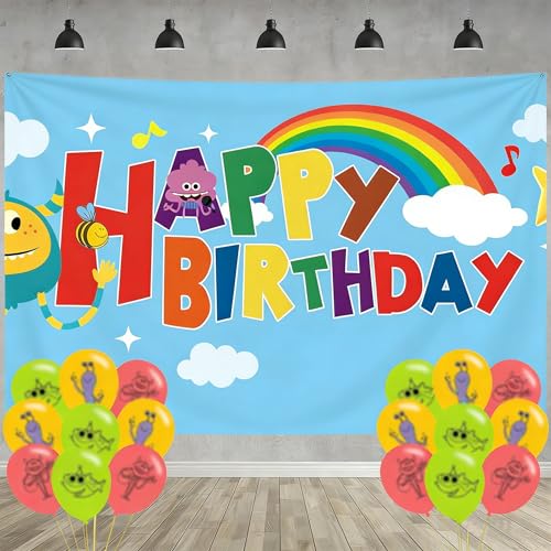 Songs Birthday Party Decoration,Songs Party Photo Background 5 x 3 FT and 18 Pcs Balloon,Songs Merch Party Backdrop Supplies