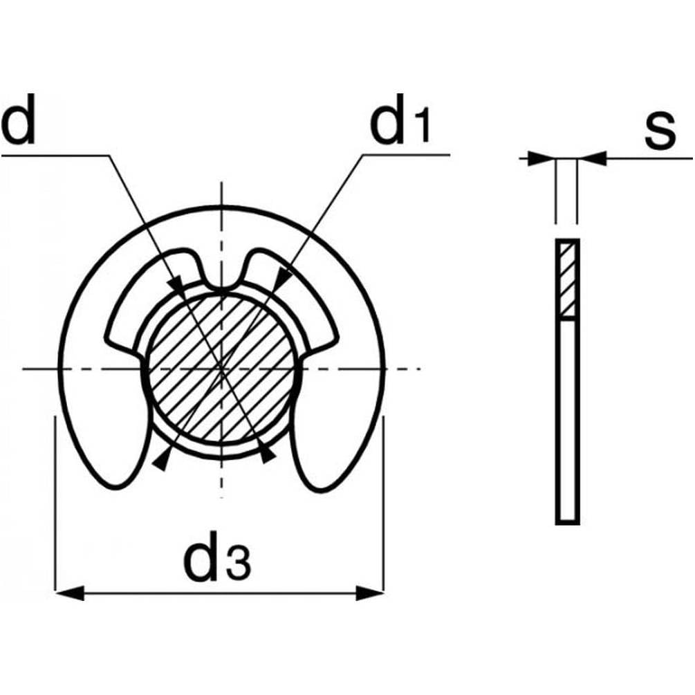 100 anelli di arresto per albero 12 mm, DIN 6799, UNI 7434, in acciaio inox A4, D-Work