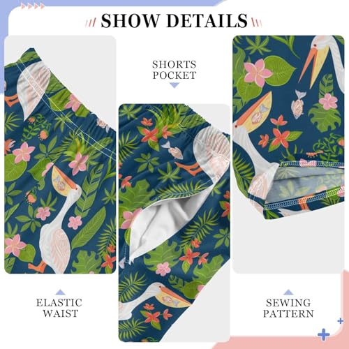 Toucan Bird Hibiscus Floral Boys Long Pants Soft Trousers Elastic Waist Kids Lounge Bottoms with Pockets S-XL4