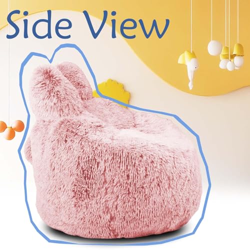 Image of Fluffy Bean Bag Chair for Kids, with Plush Faux Fur Cover, 2.5FT Memory Foam Bean Bag Chairs for Teens & Kids, Ultra Soft Sofa for Living Room /Bedroom /Dorm,Pink