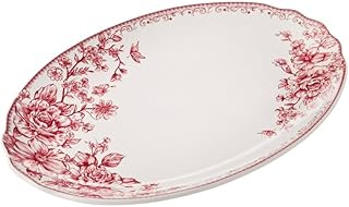 Pioneer Woman 16-inch Floral Stoneware Serving Platter, Red, Vintage-Ins...
