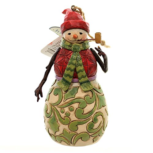 Jim Shore for Enesco Heartwood Creek Red and Green Snowman Ornament, 4.75