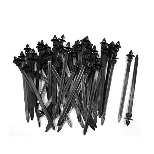 uxcell 50Pcs 8mm x 175mm Adjustable Plastic Push Mount Loop Cable Ties Zip Wire Fastener Black