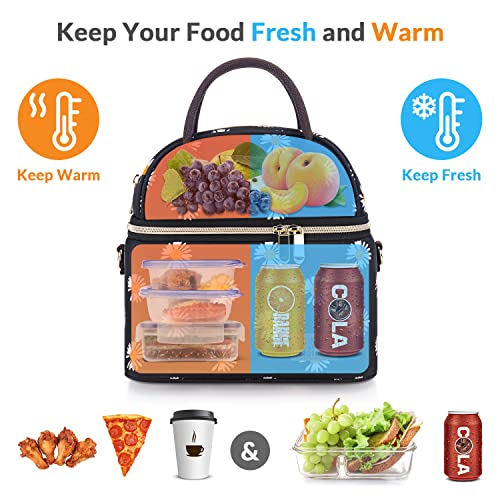 Hafmall Insulated Lunch Bag for Women 9L Dual Compartment Lunch Cool Bag for Work School Adult Lunch Bag with Shoulder Straps - Image 4