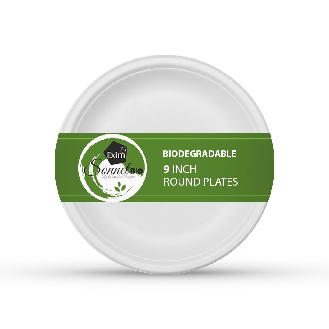 EXIM SONNET 9-Inch Pack of 100 Round Plate, Biodegradable Disposable & Eco-Friendly Plates, Sturdy & Reliable Sugarcane Bagasse Plates Paper Plate for Party, Wedding & Birthday. (B0CTWZPMSY) Amazon Price History, Amazon Price Tracker