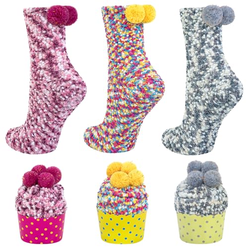 Kotashion Calze Donna Termiche, Calzini Novità Natalizi Cupcake, Calzini Caldi