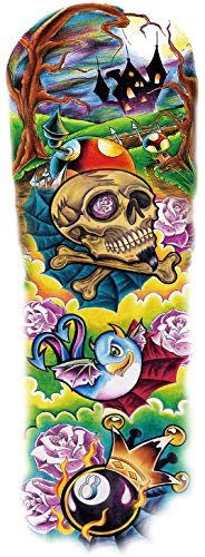 Colorful Sleeve Tattoos Stickers, Full Arm Temporary Tattoos Sleeves, Fake Watercolor Body Art Arm Tattoo For Kids Women Makeup, 8-Sheet #TOP6