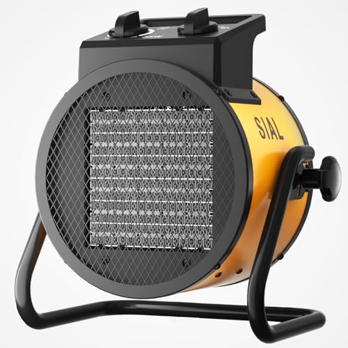 SIAL Calefactor Cerámica 3000 W - Radiador Electrico - Bajo Consumo - Calefacción Industrial - Calor Rápido 3 Segundos - Apto Para Oficinas, Baños, Talleres(Amarillo)