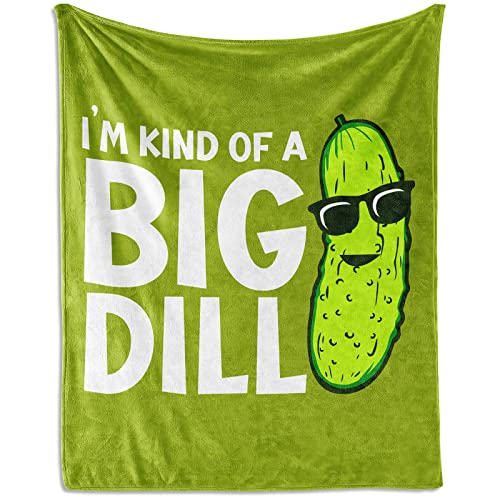 Pickle Throw Blanket for Women Men - 60x80 Inches Twin Size - Soft Fluffy Cozy Blankets Gift - Green Funny Blanket Throws for Bed, Sofa, Winter