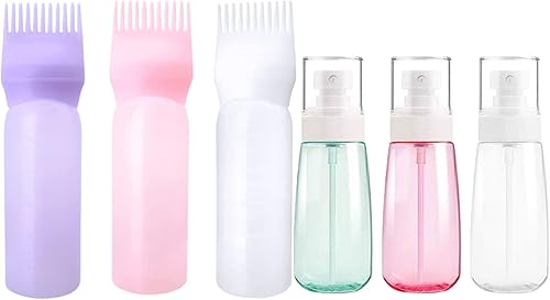 Cosywell Botella aplicadora de peine de raíz 6 onzas cepillo aplicador de tinte para el cabello paquete de 3 botellas aplicadoras para el cabello