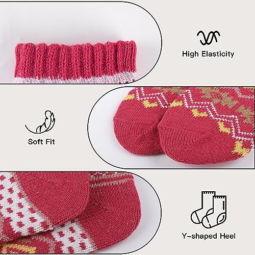 COOVAN Womens Wool Socks for Cold Weather, Winter Warm Soft Knit Thermal Crew Socks for Women (5 Pairs)4