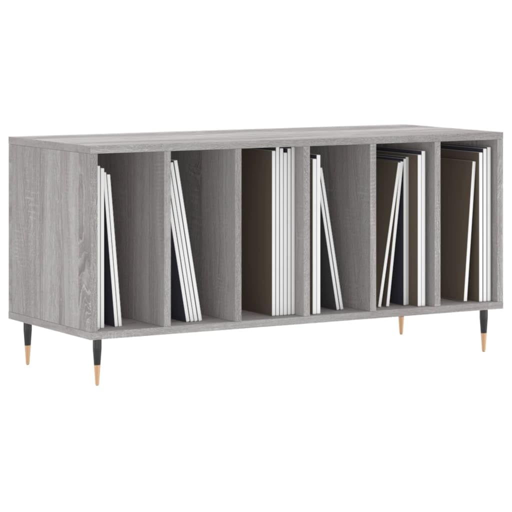 Armadio per dischi grigio Sonoma, 100 x 38 x 48 cm, scaffale in vinile | Armadio LP con gambe in metallo per il soggiorno. Offre molto spazio per dischi e spazio per giradischi.