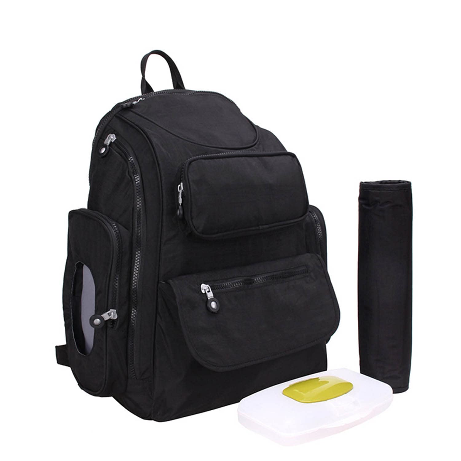 Bolsa de Pañales Mochila Bolsa de Mamá de Gran Capacidad con Estación de Cambio de Pañales para Bebés y Caja de Toallitas Húmedas Bolsa de Maternidad con Estilo Unisex,Black