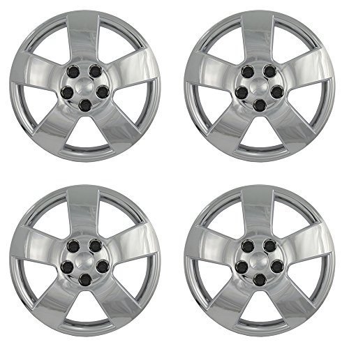OxGord 16 inch Chrome Screw-On Hubcaps with 5 Spoke Compatible with 2006-2011 Chevrolet HHR Standard Steel Wheel Covers