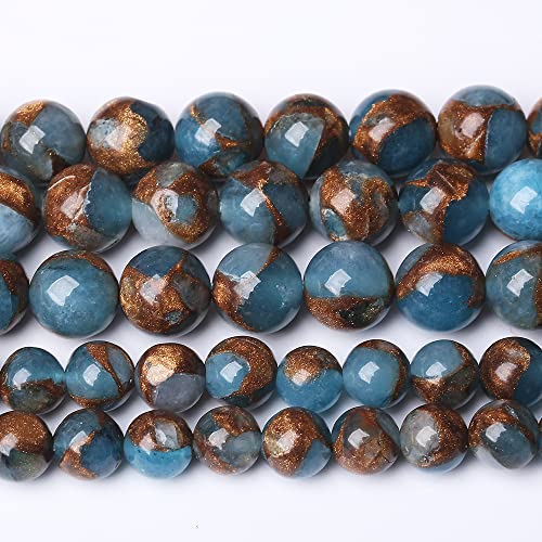 32pcs 12mm Blue Cloisonne Stone Beads for Jewelry Making DIY Bracelet Necklace Accessories AAA 15" Energy Healing Power Stone Beads (Blue Cloisonne Stone, 12mm)
