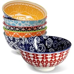 Annovero 10 Oz Ice Cream Bowls - Small Bowl for Serving Dips, Snack, Dessert, Side Dish - Colorful Decorative Porcelain for Kitchen - Microwave, Dishwasher, Oven Safe - Zero Lead & Cadmium, Set of 6