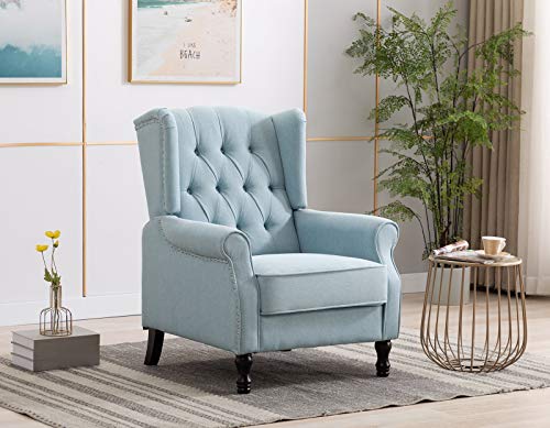 Artechworks-Winged-Fabric-Modern-Accent-Chair-Tufted-Arm-Club-Chair-Linen-Single-Sofa-with-Wooden-Legs-Comfy-Upholstered-for-Reading-Living-Room-Bedroom-OfficeLight-Blue Artechworks Winged Fabric Modern Accent Chair Tufted Arm Club Chair Linen Single Sofa with Wooden Legs Comfy Upholstered for Reading Living Room Bedroom OfficeLight Blue