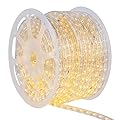 Wintergreen Lighting 150ft 1800 LED Heavy Duty Rope Light Spool, 120V ETL Indoor Rope Lights Plugin Outdoor Tube Lights ½ Inch, Accessories and Mounting Clips Included, Warm White