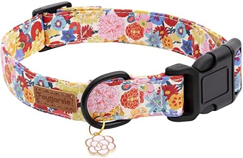 Faygarsle Floral Dog Collar for Girls and Female Dogs Soft and Fancy Pet Collar with Flower Design Ideal Pink Dog Collar for Small Medium Large Dogs M