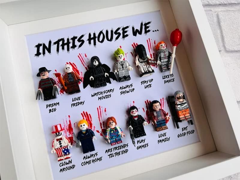 Miniatura 2 de in This House We Marco de regalo de terror, marco de regalo personalizado de terror de madera, póster de marco de terror de 9.8 x 9.8 pulgadas,