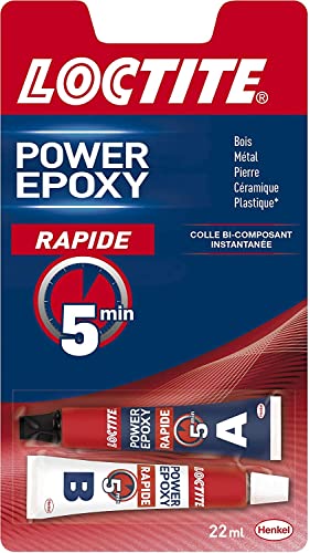 LOCTITE Colle Epoxy Rapide 5 min- Collage invisible et très résistant - 2 tubes à mélanger de 11 ml