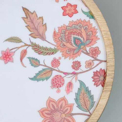 Image of Saaga Crafted with Wooden Cake Stand with Numa Printed | Multipurpose Use, Ideal Use for Pastries Cake Cupcakes Bright White