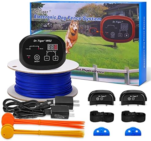 Dr.Tiger Electric Fence for Dogs - Underground Fence for Dogs, with Waterproof and Rechargable Receivers, Tone/Shock Correction Training Collar (In-Ground 2 Dog Fence Kit)