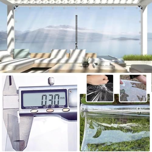 Lona de PVC transparente de alta resistencia, panel impermeable con cremallera para exterior 5