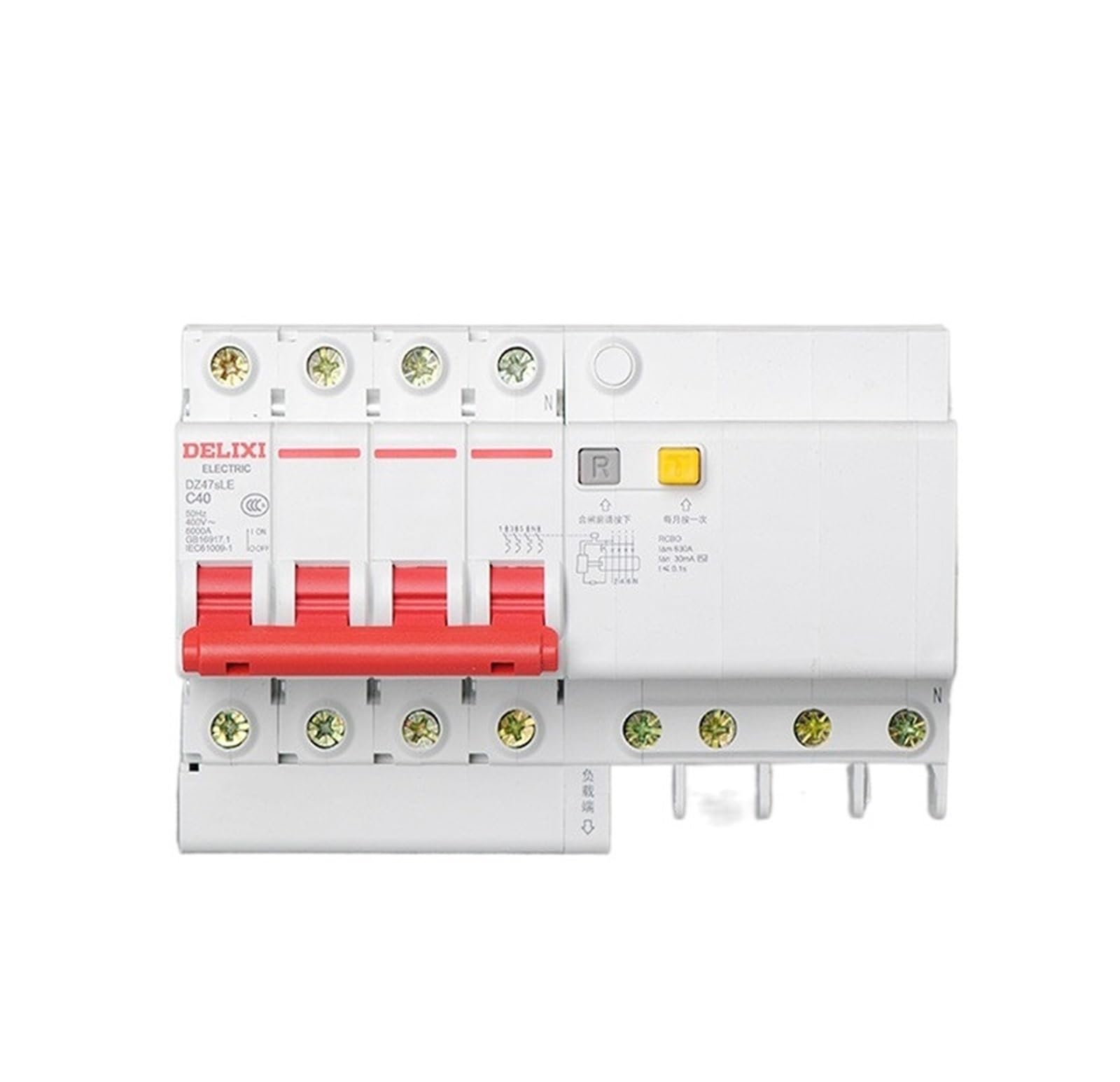 Disyuntor DZ47sLE 4P 63A con protección diferencial contra fugas para cuadro eléctrico de carril DIN