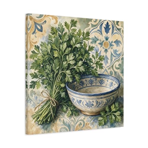 Toile vintage persil vert et bleu dynamise l'ambiance de votre salle a manger