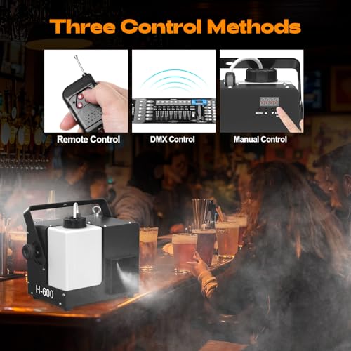 Máquina de humo de 600 W con control remoto inalámbrico, máquina de humo de calentamiento rápido para fiestas de Halloween, escenarios de DJ, bodas, uso interior y exterior, nebulizador portátil con salida densa de humo miniatura 2