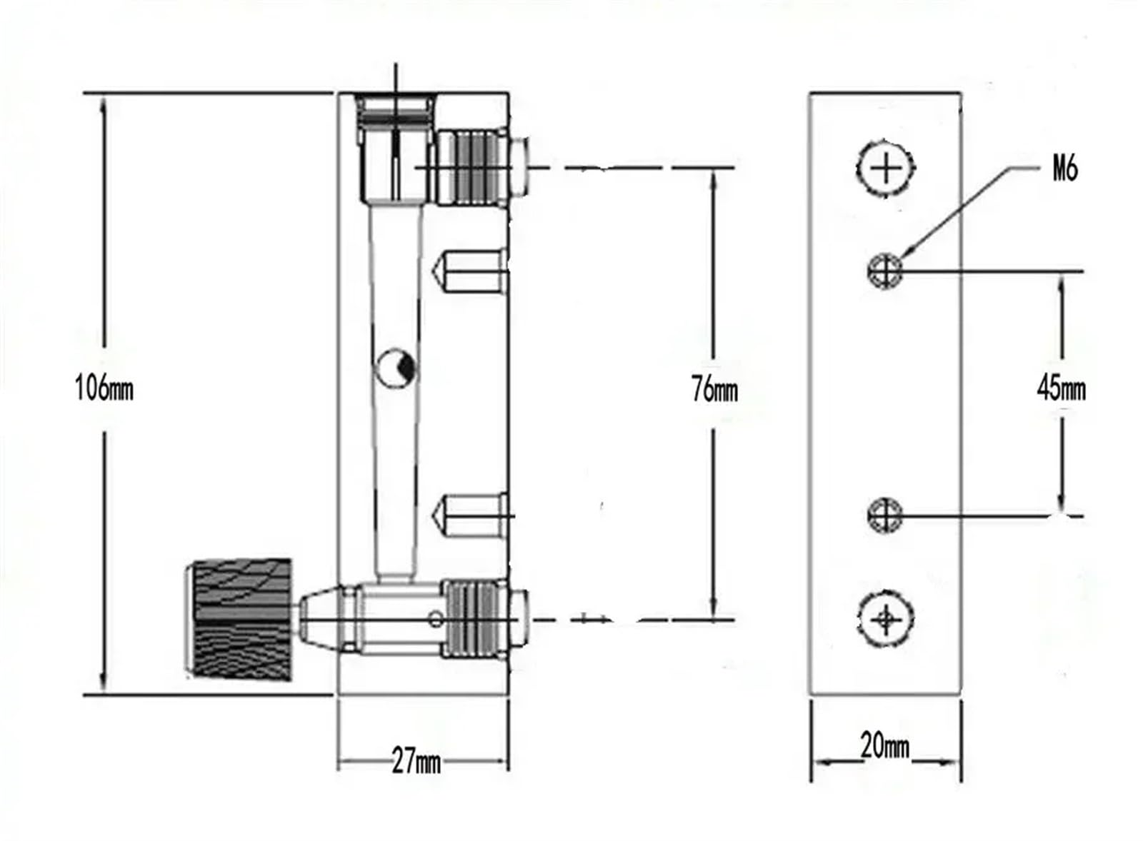 Flussometro 6-600 ml al min 0,1-1000 LPM Push in 6 8 10 mm Acrilico LZM-6T Pannello Aria N2 CO2 Gas Rotametro con livello regolabile(3-30LPM,8mm)