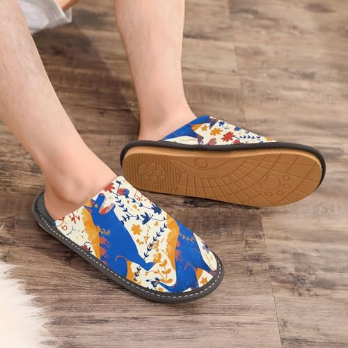 visesunny Women Men's Fuzzy Slippers Plush Warm Winter Blue Beast Flower Pattern Cozy House Slippers Comfy Indoor Shoes4