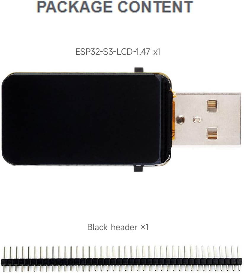 ESP32-S3 Development Board with 1.47inch LCD Screen 172×320 262K Color Display, Support 2.4GHz WiFi & Bluetooth 5, Dual-core Processor up to 240MHz Frequency, Built-in RGB LED