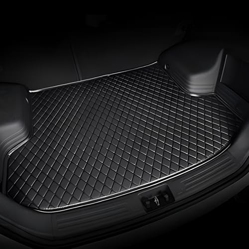 Image of MATRRA Compatible with Volkswagen Vento Custom Fitted Car Trunk /Boot Mat /Dicky Base Leather Car Trunk Mat Complete Set- Waterproof and Washable | Double Layer Mat | Color: Black-Black