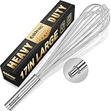 Eddeas 17in Large Whisk,Heavy Duty whisk, Stainless Steel whisk Suitable for Mixing Thick batter, Dry Ingredients and Seasonings.Accessories for professional commercial kitchens.
