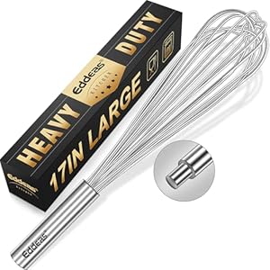 17in Large Whisk,Heavy Duty whisk, Stainless Steel whisk Suitable for Mixing Thick batter, Dry Ingredients and Seasonings.Accessories for professional commercial kitchens.