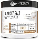 pureSCRUBS Premium Organic Body Scrub Set - Large 16oz GINGER BODY SCRUB - Dead Sea Salt Infused...