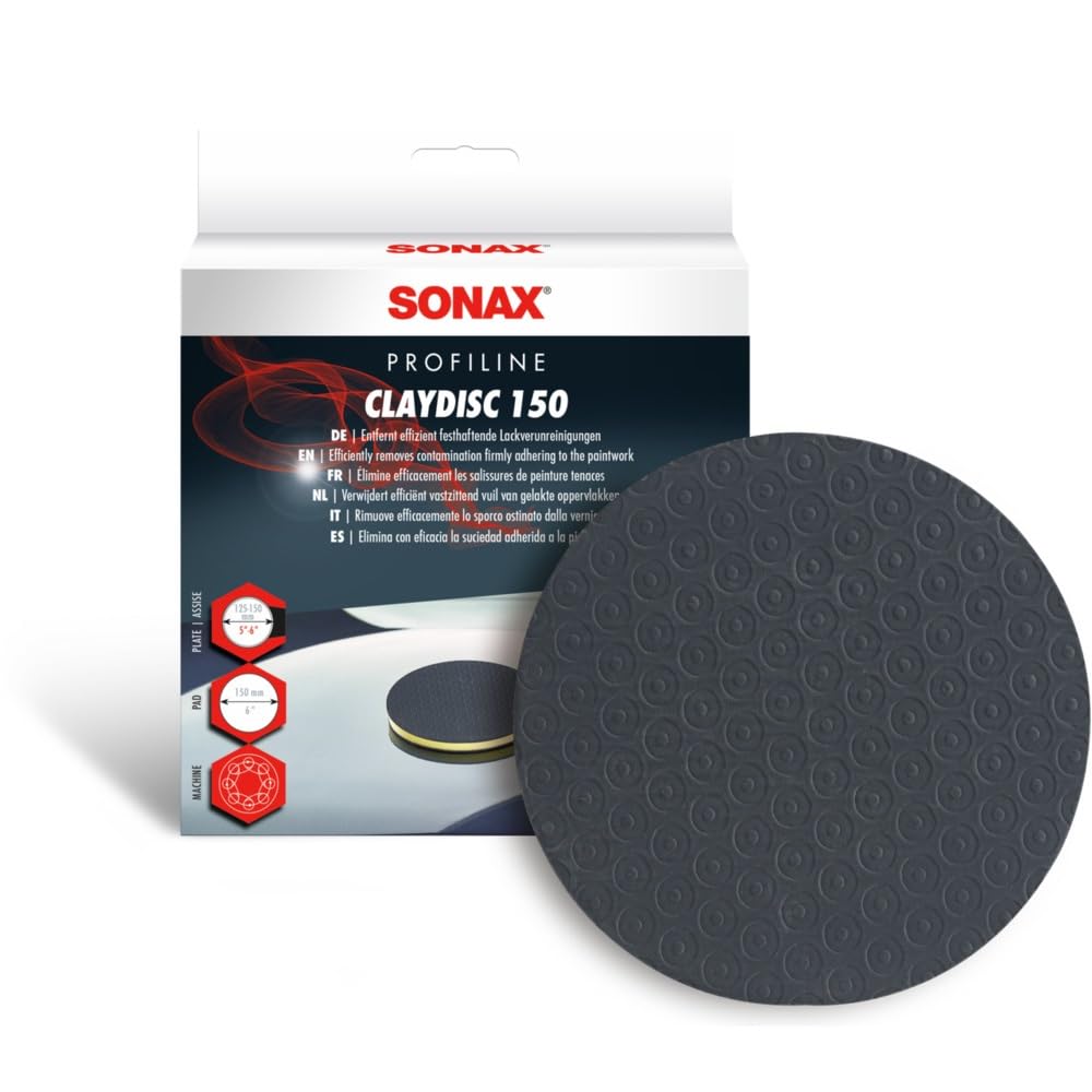 SONAX Claydisc 150 mm (1 unità) Disco di Argilla per Macchina Lucidatrice, Pulisce e Leviga Le Superfici Verniciate, Art.N. 04512410
