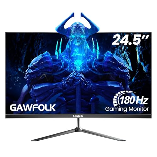 Gawfolk 24.5 Inch Gaming Monitor 180Hz with AMD FreeSync, Flicker-Free, HDMI 2.0, DP 1.4, Ultra-Thin Frameless PC Monitor