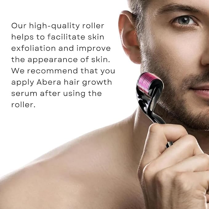 iYOGIzz Derma Roller 0.5mm for Hair & Beard Growth – 540 Titanium Micro Needles for Hair Regrowth, Beard Growth, Acne Scar Reduction & Skin Rejuvenation – Safe for Men & Women (Black) 2