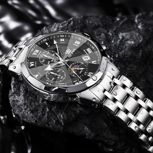Image of OLEVS Men Watch Business Dress Diamond Luxury Watch Luminous Easy to Read Date Waterproof Stainless Steel Quartz Analog Simple Dress Watch