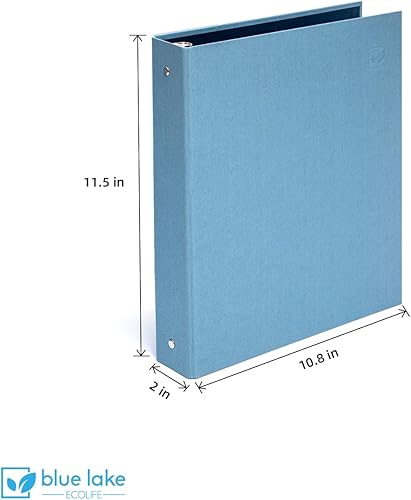 Miniatura 2 de Blue Lake ECOLIFE - Carpeta de 3 anillos de 1 pulgada con bolsillos interiores, paquete de 2 carpetas sin plástico, organizador para estudiantes,